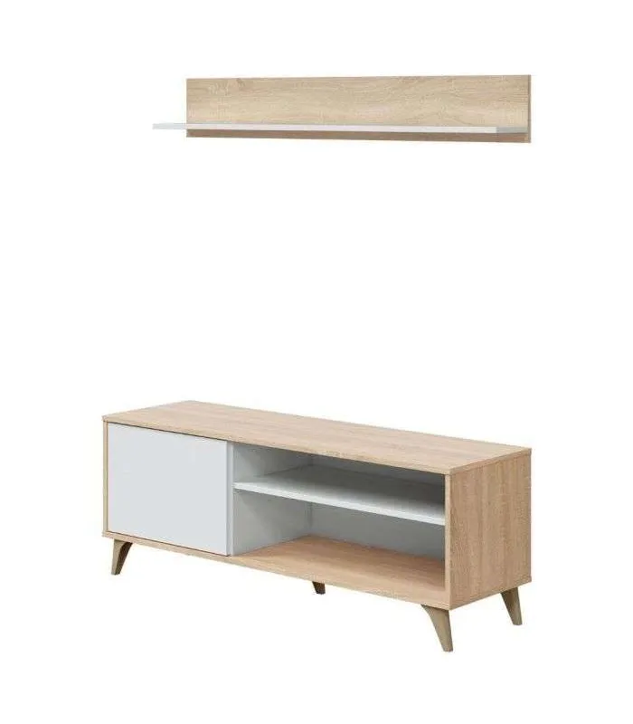 Conjunto TV Gala roble/blanco 50x135x40 cm