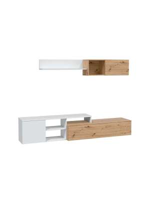 Conjunto salón Teho roble y blanco, moderno y funcional