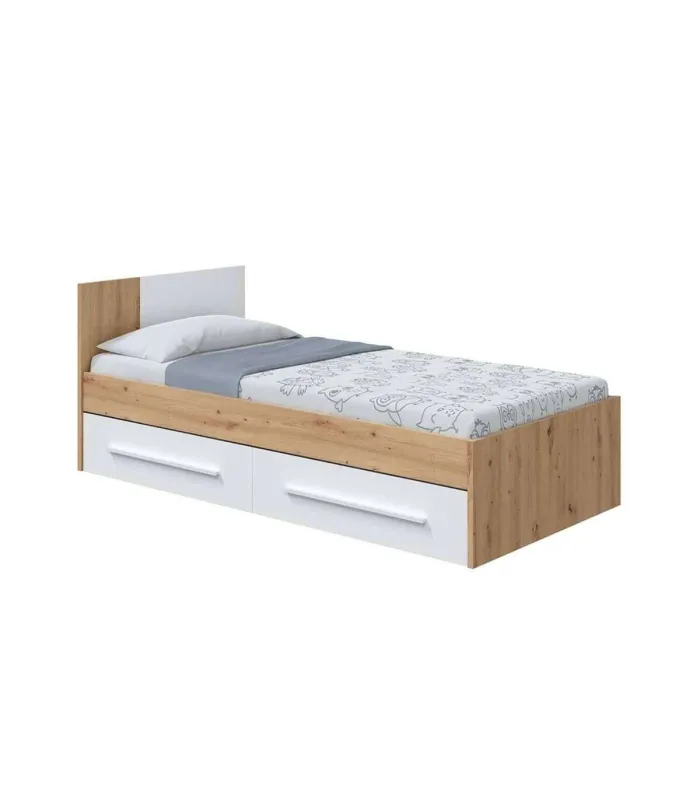 Cama juvenil Nuria con dos cajones y diseño moderno