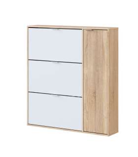 Shoe rack with 4 doors Maty Oak Canadian and White 115 cm