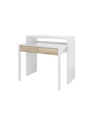 Escritorio Tyrion blanco y roble, 87,5x98,5 cm