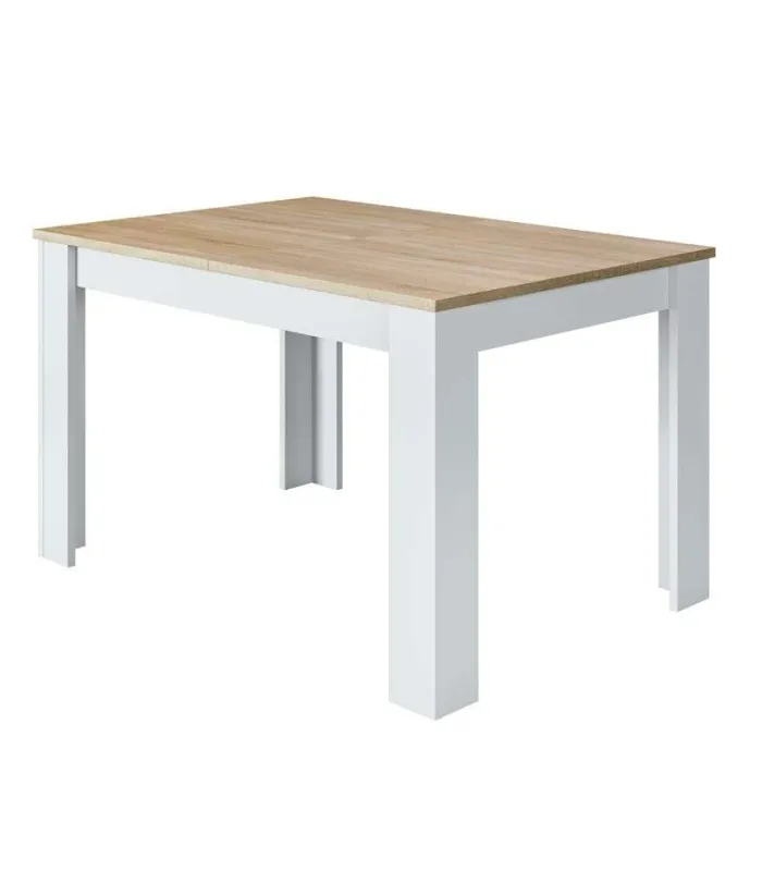 Mesa comedor extensible Paris en color roble alaska - blanco