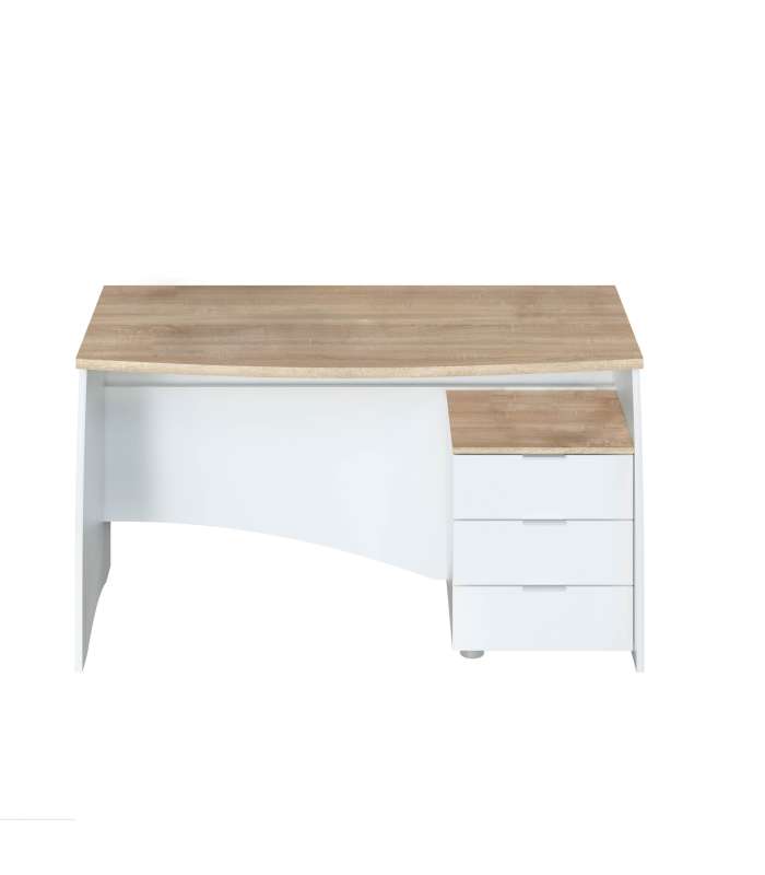 Office table Zoe with three drawers White Artik combined Oak