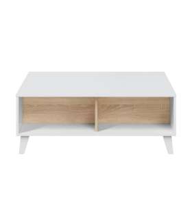 Zaiken liftable coffee table in white and Canadian oak