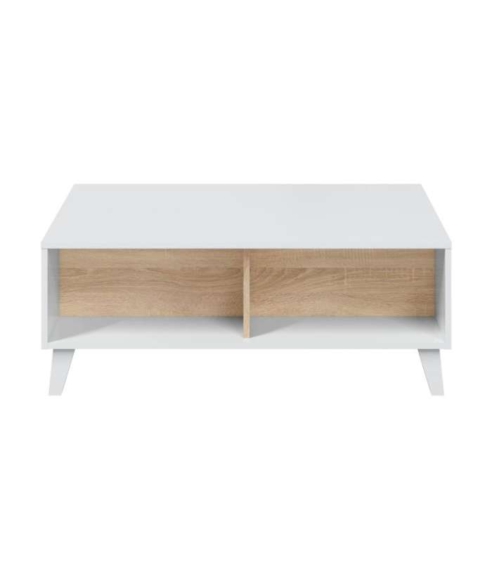 Table basse relevable Oria en blanc et chêne canadien 38