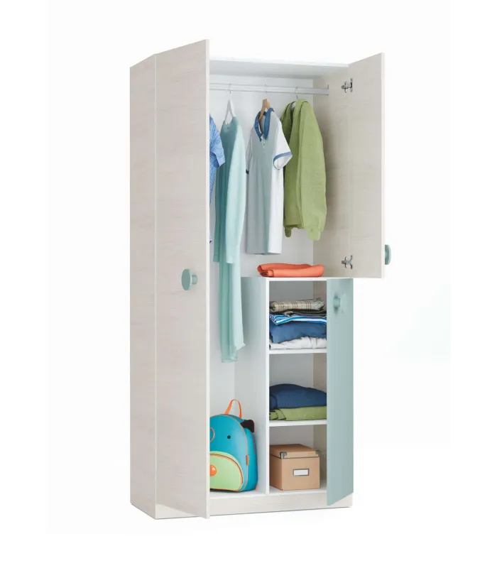 Armario Violeta 3 puertas blanco/verde 200x90x52 cm