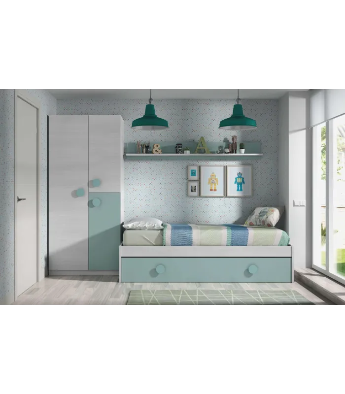Armario Violeta 3 puertas blanco/verde 200x90x52 cm