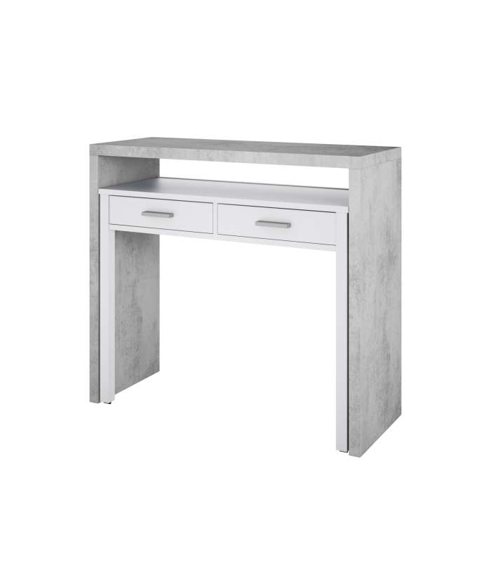 Bureau coulissant Tyrion, finition ciment 87,5 cm (hauteur)