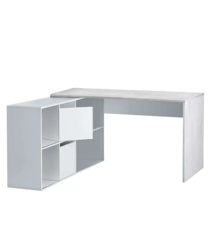 Mesa escritorio reversible en Gris Cemento y Blanco Artik