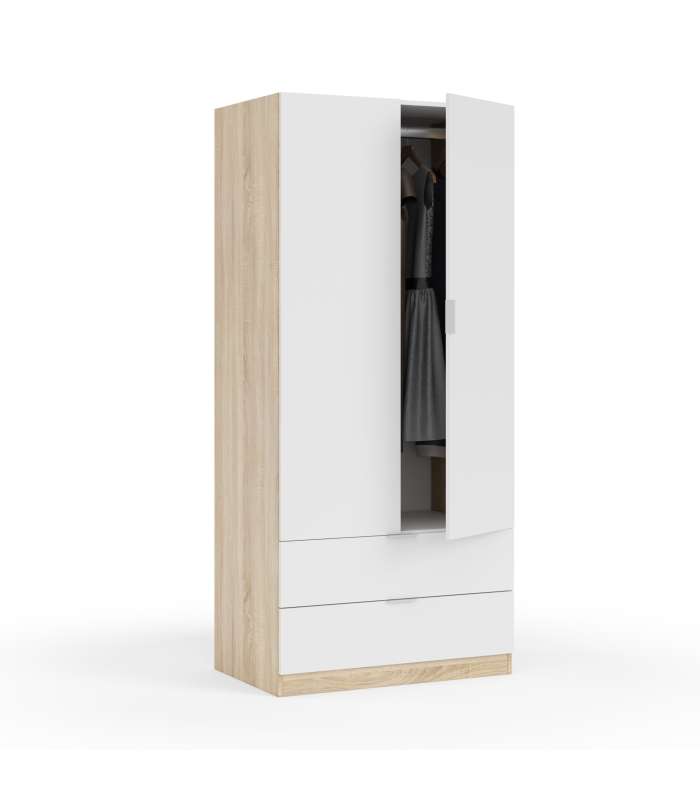 Armoire Berta 2 portes 2 tiroirs plusieurs couleurs au choix