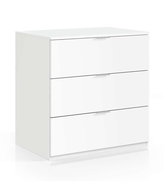 Commode 3 tiroirs Fer en finition blanche 80 cm(hauteur)77