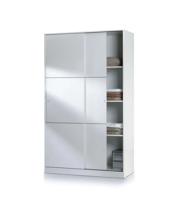 Wardrobe white sliding doors 120 cm wide