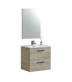 80cm wide furniture with sink and mirror in ash grey