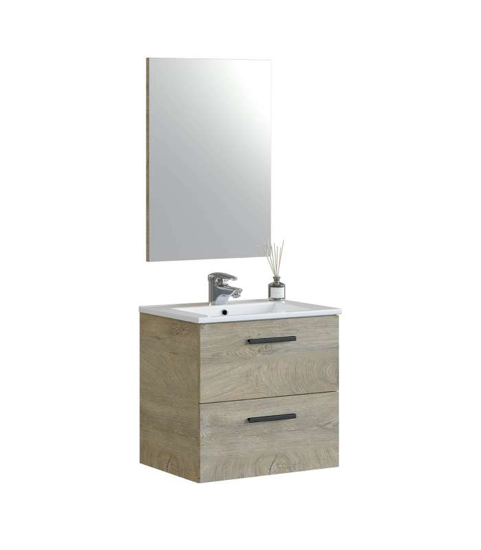 FRS Conjuntos baño Mueble con lavabo y espejo Toby, acabado