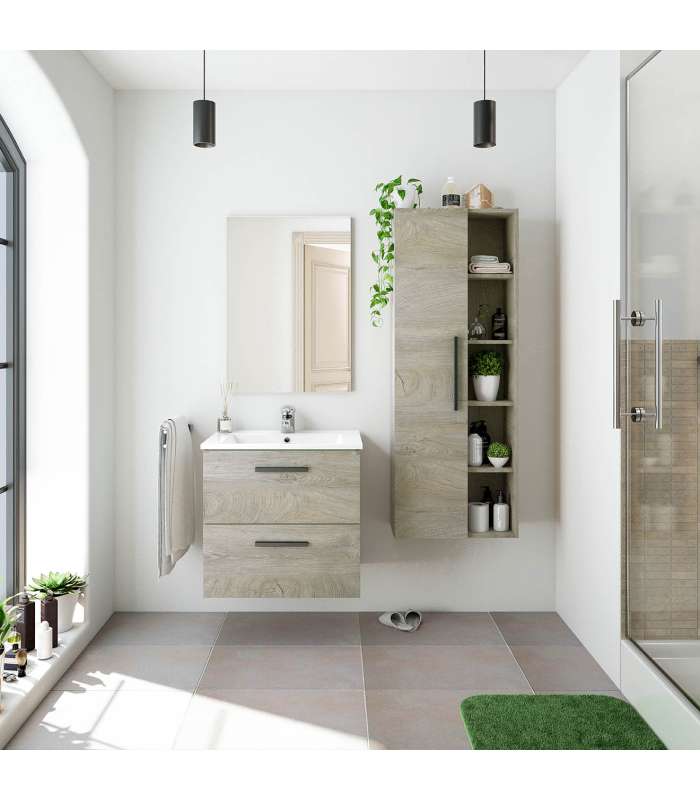 FRS Conjuntos baño Mueble con lavabo y espejo Toby, acabado