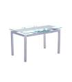 Mesa de jantar rectangular Mesa de jantar em vidro extensível Dulce com acabamento branco 76 cm(altura)128-160 cm(largura)80 cm(