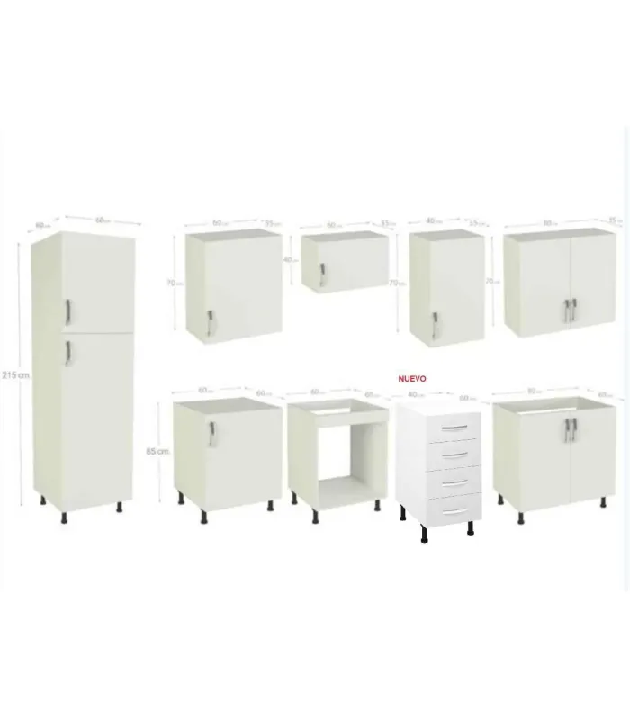 Cocina completa KIT-KIT NEW gris parís 3m con zócalo