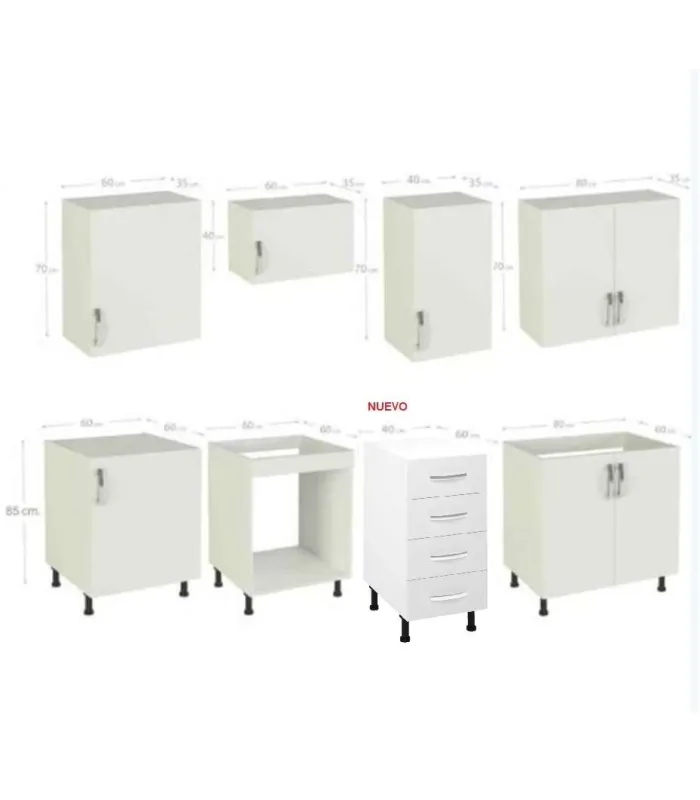 Cocina completa KIT-KIT NEW 240 cm gris elegante