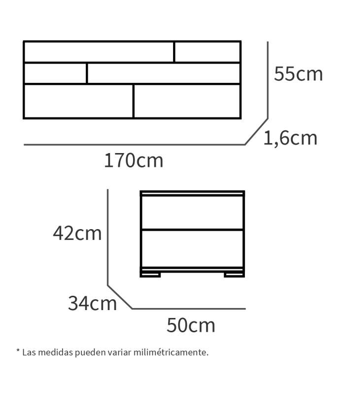 PTARCH Conjuntos de dormitorio Conjunto cabecero y mesitas