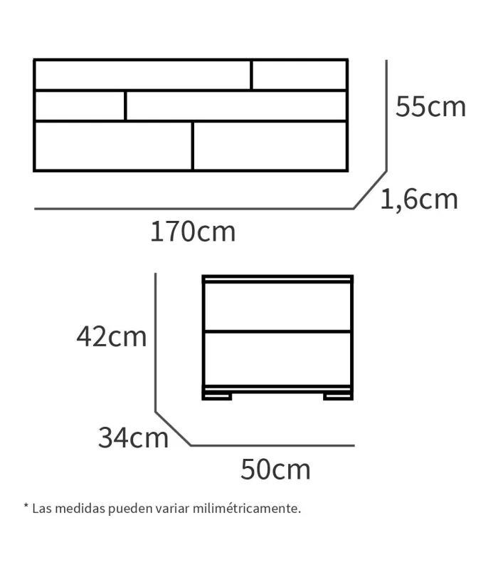 Conjunto cabecero y mesitas Erika en blanco
