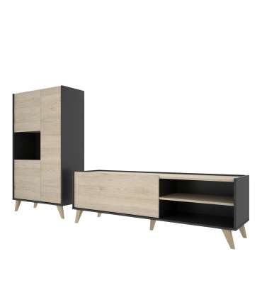 Ness 1 lounge set: high module, furniture under TV and shelf