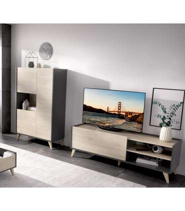 Ness 1 lounge set: high module, furniture under TV and shelf