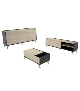 Ness 3 lounge set: sideboard, TV cabinet, shelf and coffee table