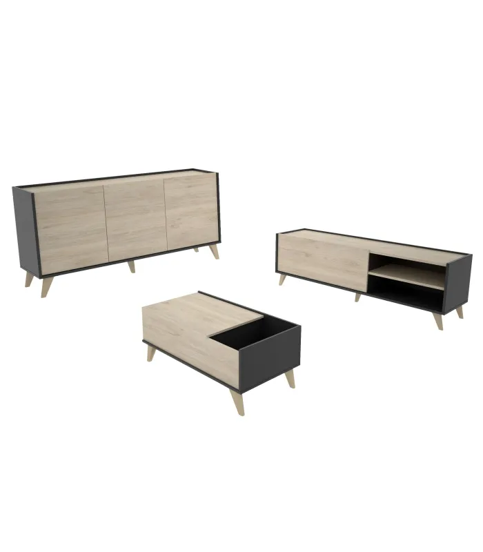 Conjunto salón Cazalilla-6: elegancia natural y grafito