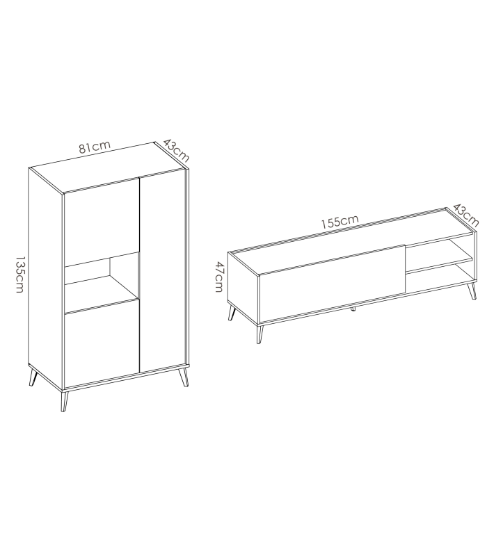 DKT Conjuntos salon Conjunto salón Cazalilla-5 mueble bajo TV y