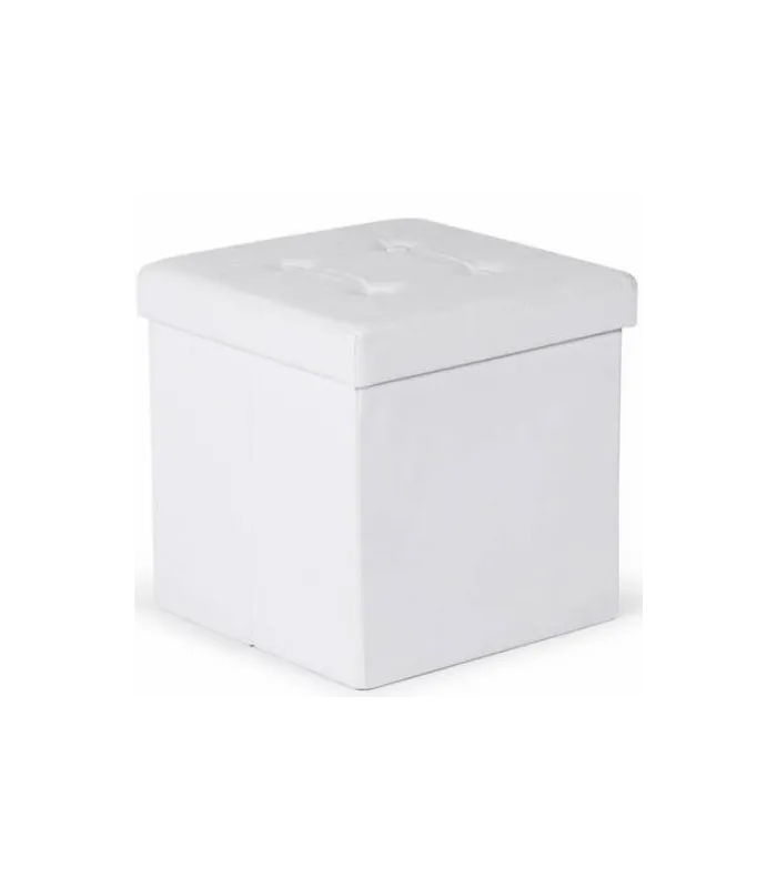 Pack de 6 puffs pequeños en polipiel blanca