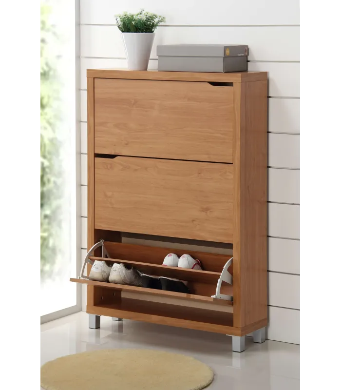 Zapatero 3 puertas acabado maple, 79x119x24cm