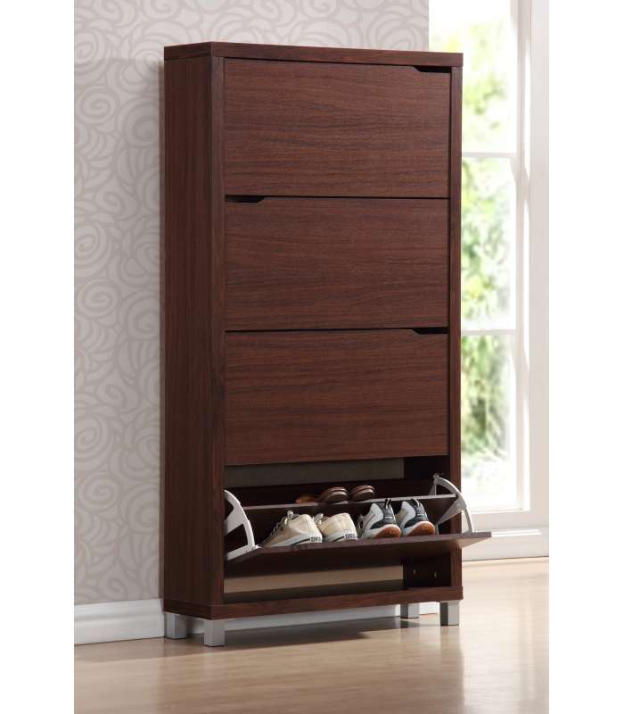 KITCLOSET Zapateros Zapatero 4 puertas kubox acabado walnut