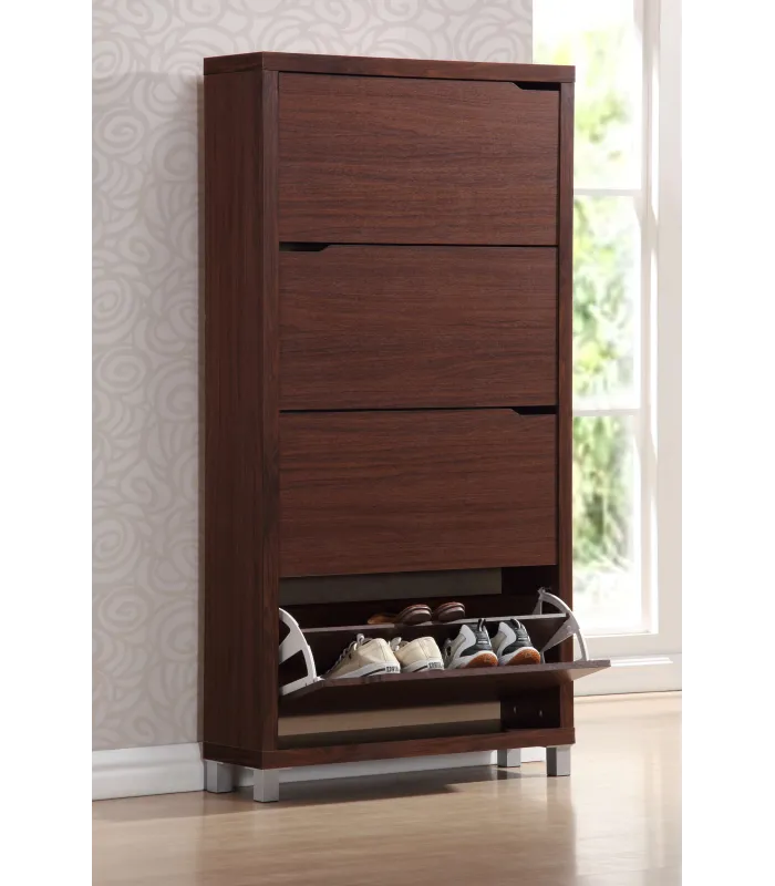 Zapatero 4 puertas kubox acabado walnut, elegante y funcional