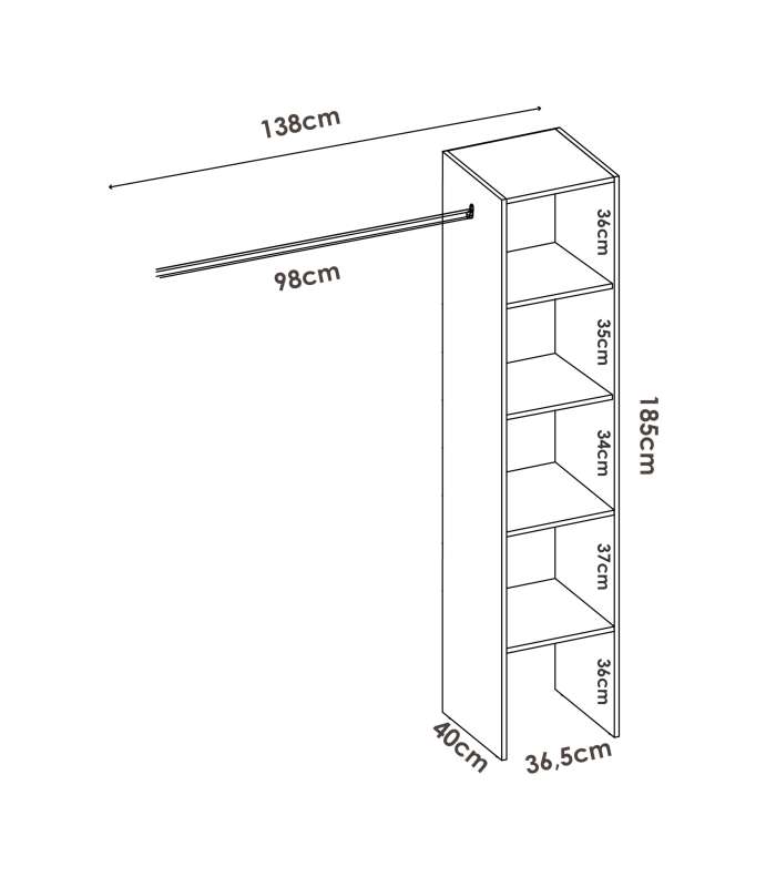 DKT Vestidores Vestidor de rincón Luz color Blanco 226cm