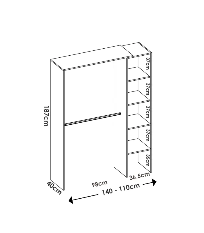 Vestidor de rincón Blanco 228x79.4x187 cm