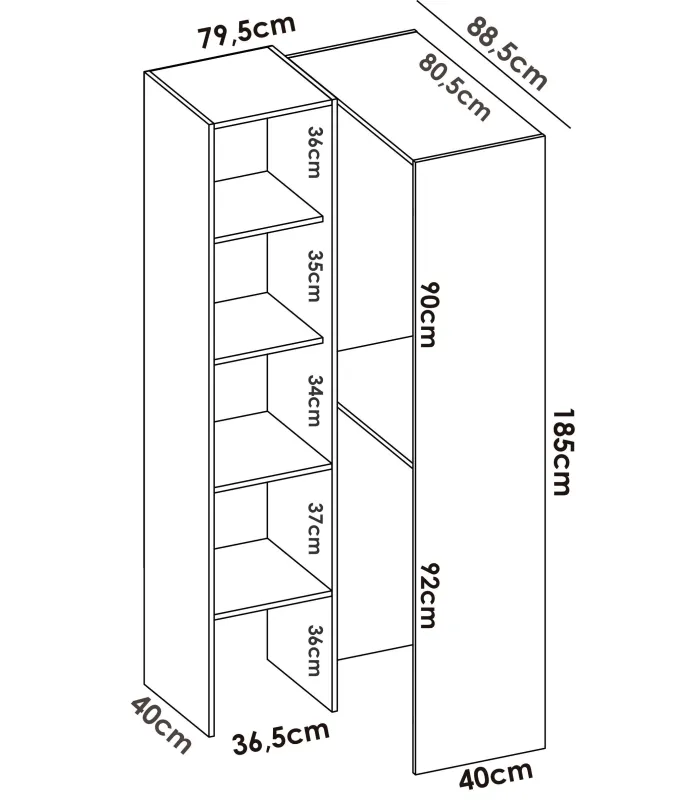Guarda-roupa Ventilador de Canto Natural 248x79,4x187 cm