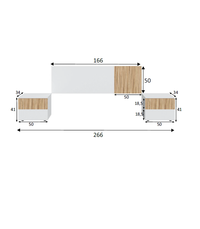 FRS Conjuntos de dormitorio Cabecero + 2 mesitas modelo Tempo