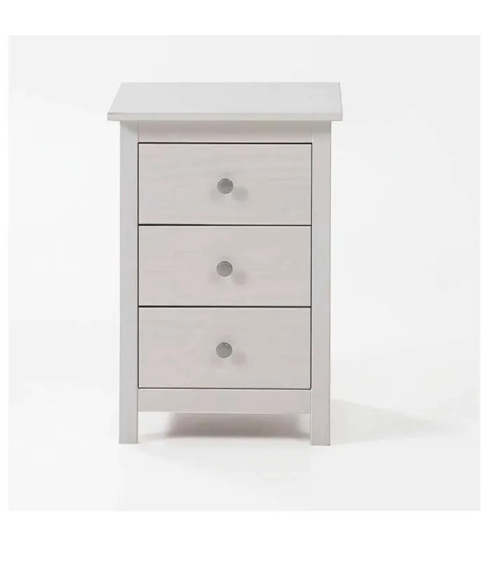 Solid wood table with three white tabac drawers translucent