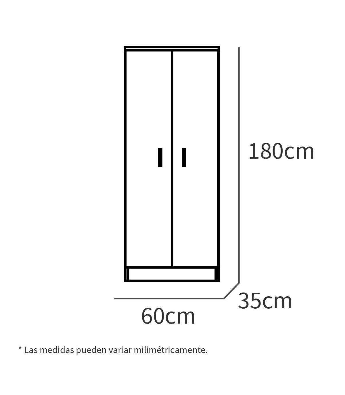 Armario Multiestantes 2 Puertas 35,6 x 60 x 180 cm