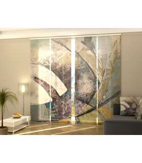 Set de 4 Paneles Japoneses con un Riel de 4 vías, Pintura Abstracta Moderna, Medidas: 60x245 cm