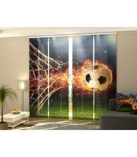 Set de 4 Paneles Japoneses con un Riel de 4 vías, Balón de Fútbol Ardiente en la Portería, Medidas: 60x245 cm