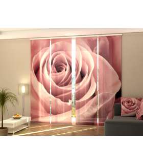 Set de 4 Paneles Japoneses con un Riel de 4 vías, Increíble Rosa de Color Rosado, Medidas: 60x245 cm