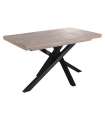 Mesa de comedor extensible Xena acabado roble honey/negro, 76cm(alto) 140-180-220cm(ancho) 90cm(fondoo)