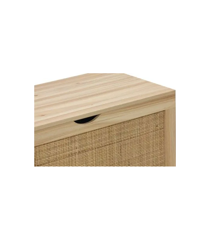 Baúl decorativo para armazenamento em pinho e rattan