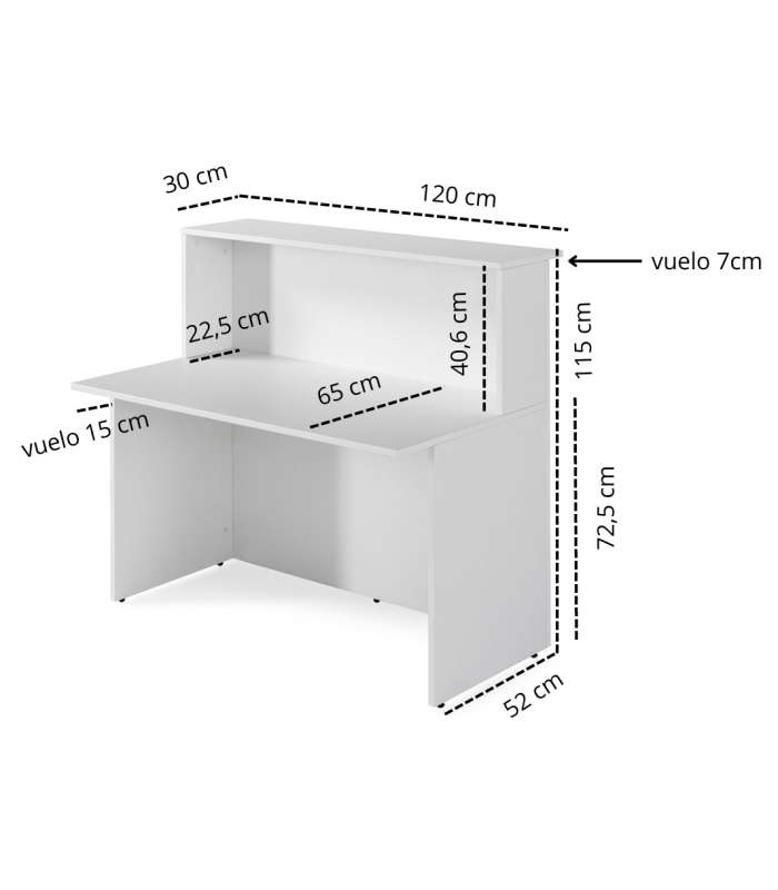 Comptoir de réception, de bureau ou d'étude, finition blanche