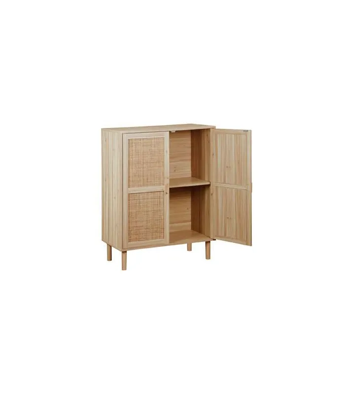 Armario 2 puertas abatibles decor pino/rattan, 110cm