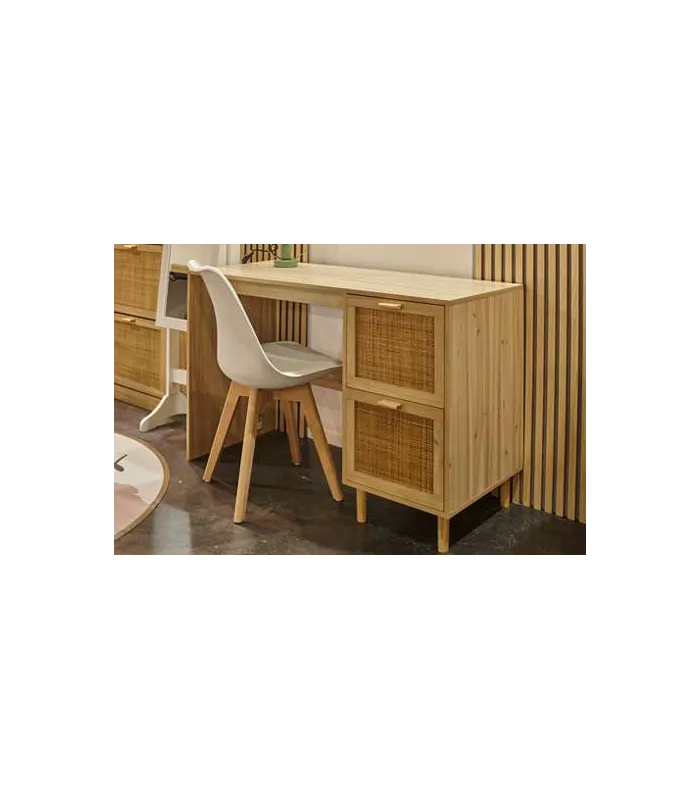 Mesa estudio Decor pino/rattan, 120x48x75 cm