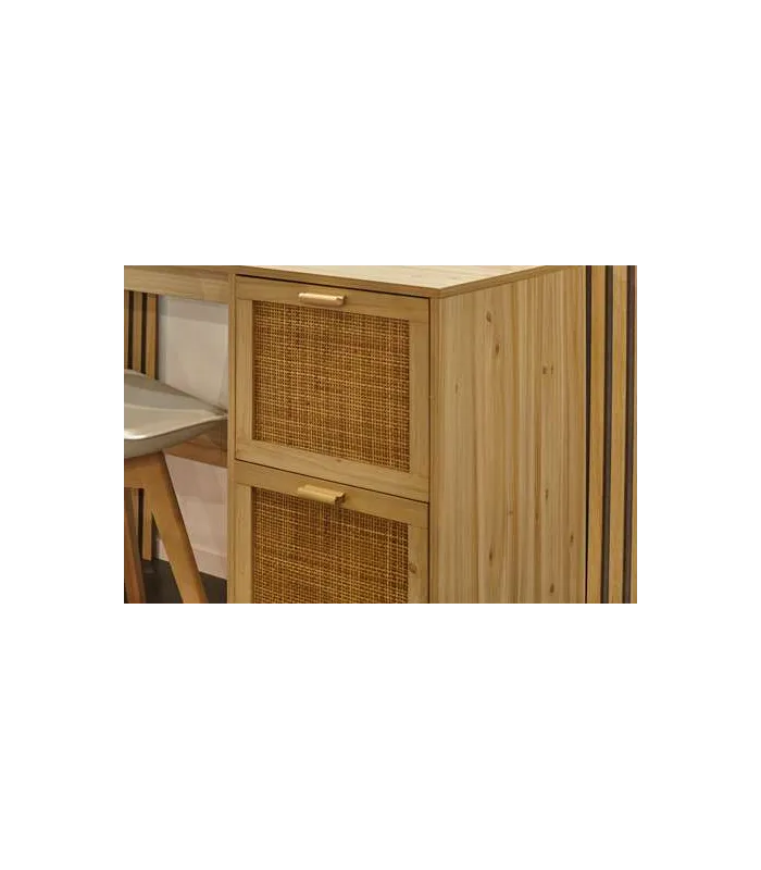 Mesa estudio Decor pino/rattan, 120x48x75 cm