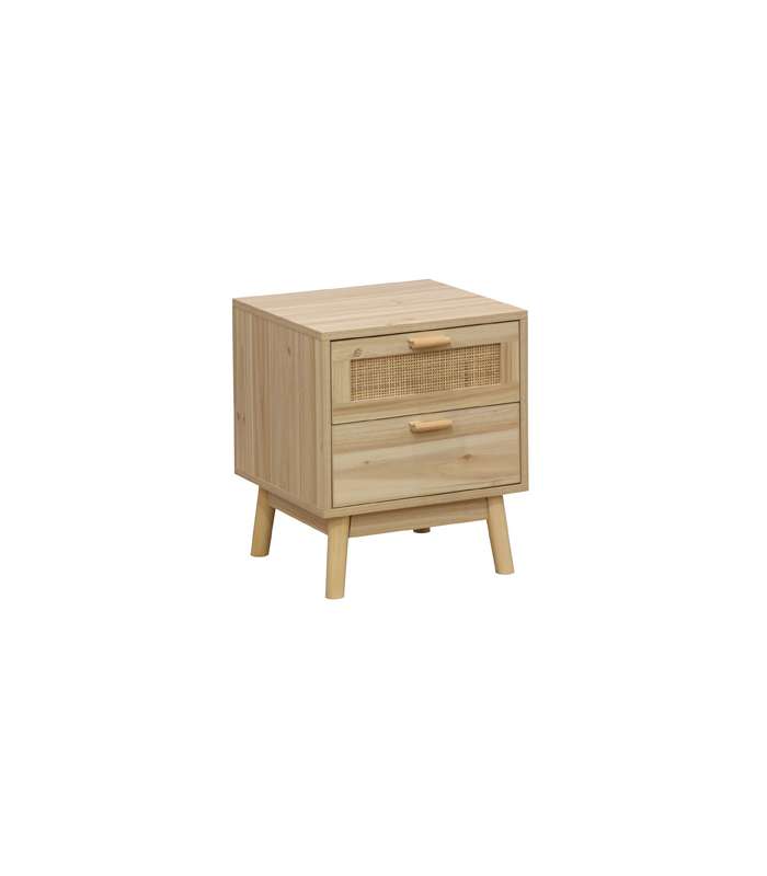 Table basse Tabac en bois massif avec trois tiroirs en finition