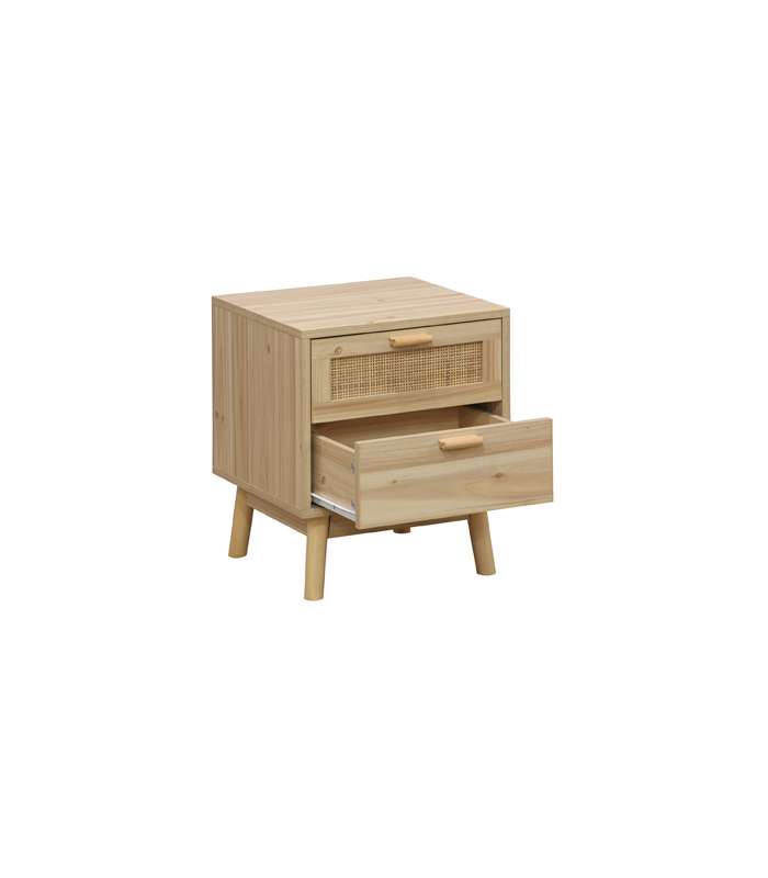 Table basse Tabac en bois massif avec trois tiroirs en finition